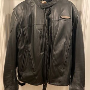Harley-Davidson leather jacket with built in back support. $300.00 size large